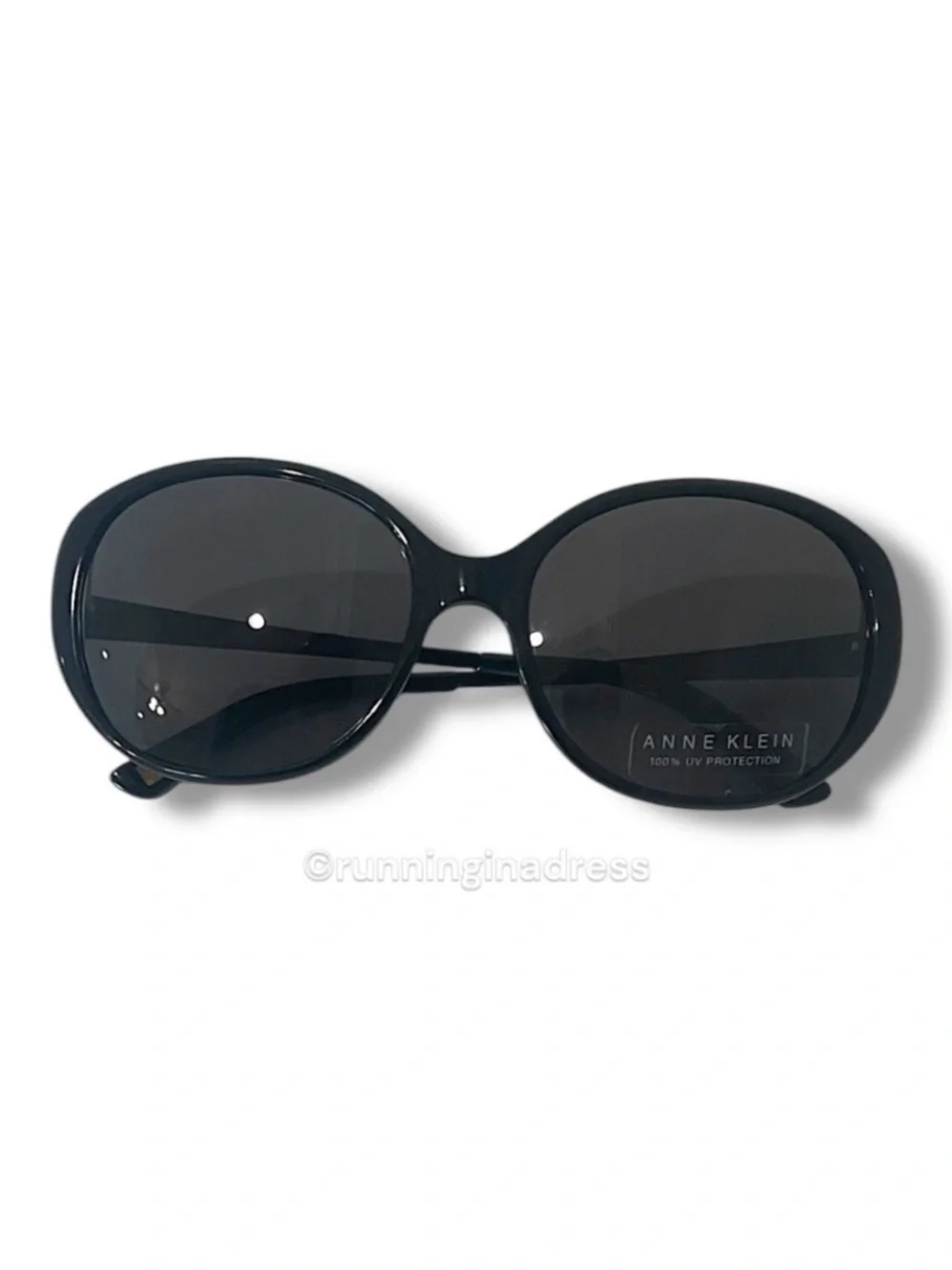 Anne Klein AK7000 Black Oversized Oval Sunglasses / NWOT Y2K Retro Chic UV Sun